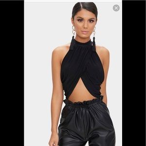 Black Neck Wrap Crop Top